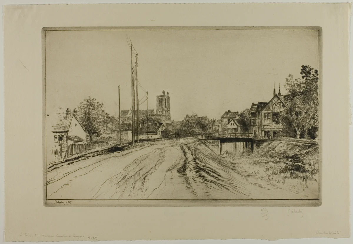 Lock of the New Canal, Troyes by Gustave Leheutre, print, 1907