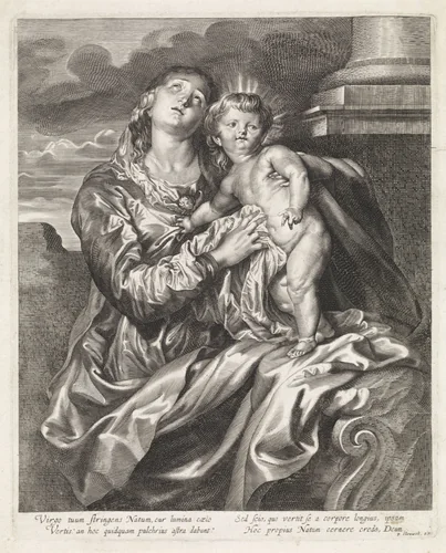 Maria met het Christuskind by anonymous, print, 1643-1673