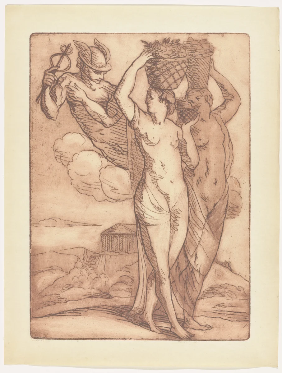 Mercury and Herse (plate, folio 89) from Les Amours (The Loves) by Émile Bernard, illustrated book, 1915
