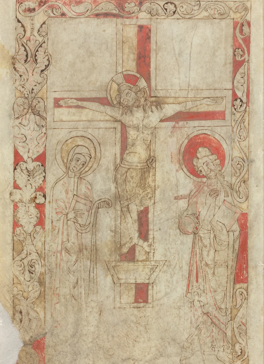 The Crucifixion [verso] by French 12th Century, drawing, 1100-1149