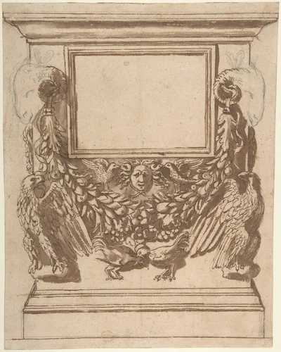 Cinerary Urn, after the Antique by Nicolas Poussin, drawing, 1600-1900