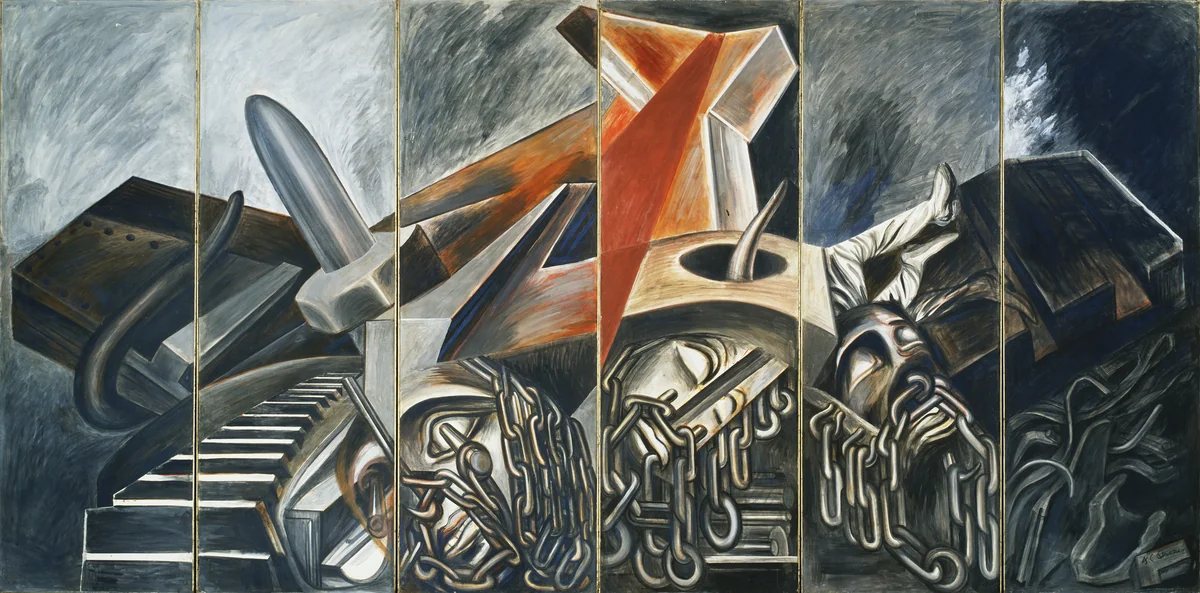 Dive Bomber and Tank by José Clemente Orozco, painting, 1940