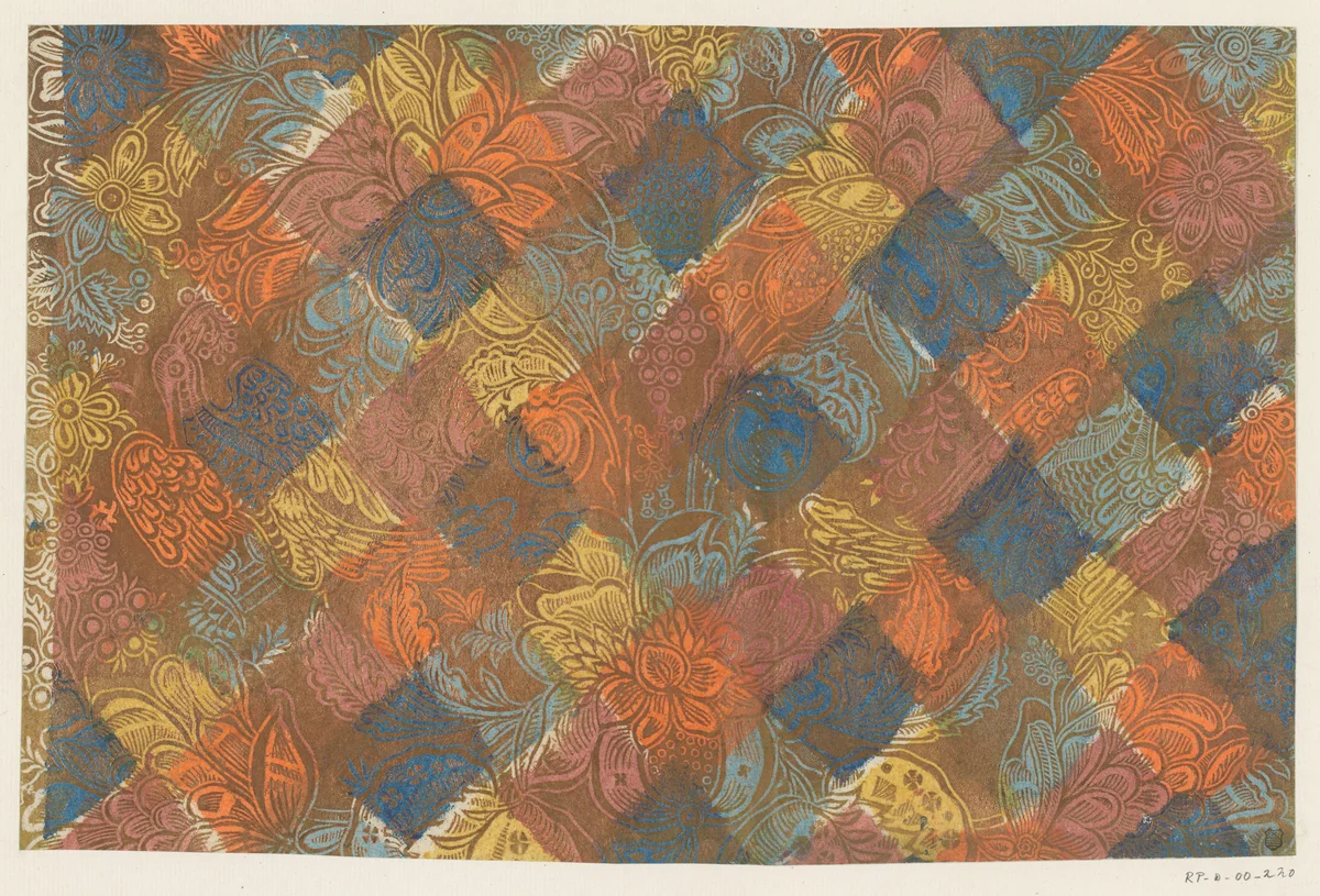 Blad met bloemen en vogels by Johann Michael Reimund, other, 1727-1768