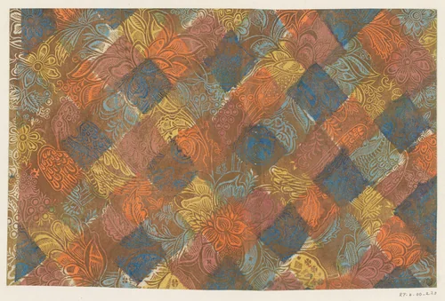 Blad met bloemen en vogels by Johann Michael Reimund, other, 1727-1768