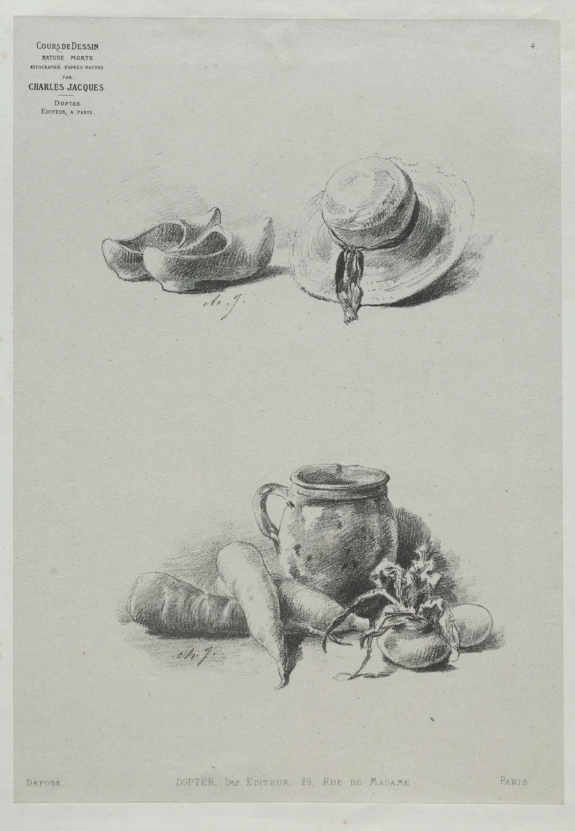 Still Life by Charles-Émile Jacque, print, 1888-1894