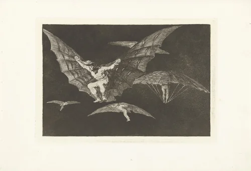 Een manier van vliegen by Francisco de Goya, print, 1815-1820