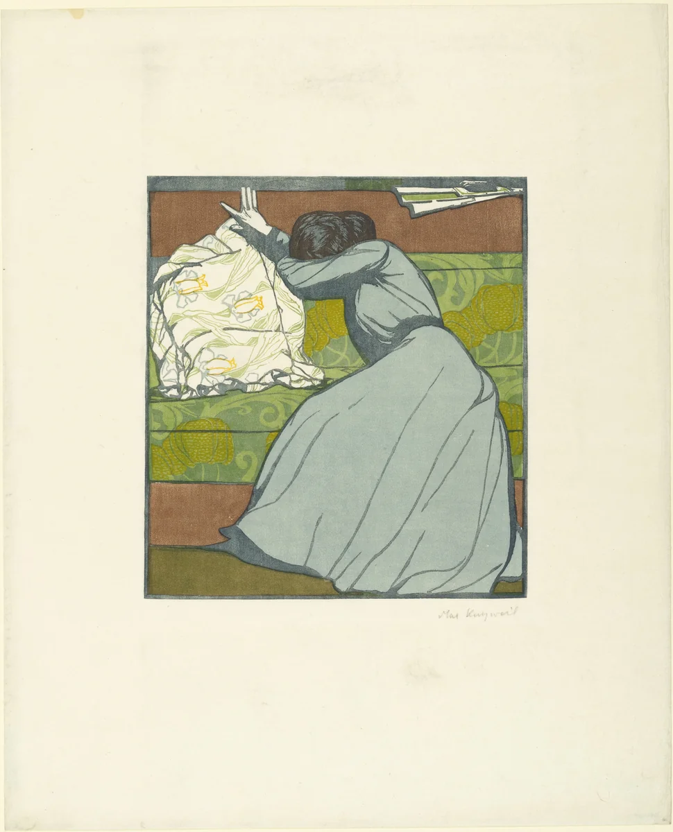 Pillow (Der Polster) from the Annual Print Portfolio (Jahresmappe) of the Gesellschaft für vervielfältigende Kunst by Maximilian Kurzweil, print, 1903