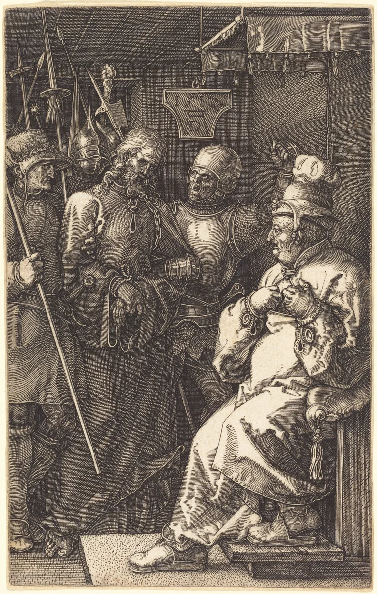 Christ before Caiaphas by Albrecht Dürer, print, 1512