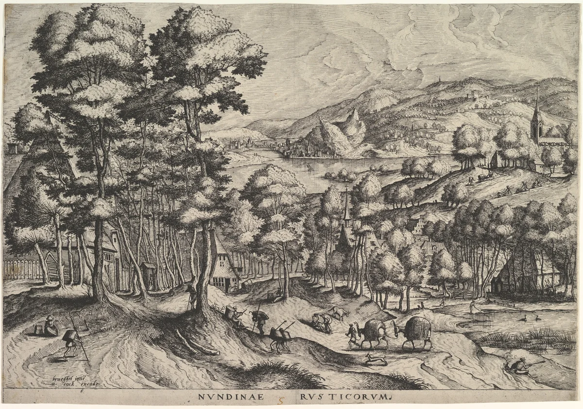 Rustic Market (Nundinae Rusticorum), from "The Large Landscapes" by Pieter Bruegel, print, 1550-1560