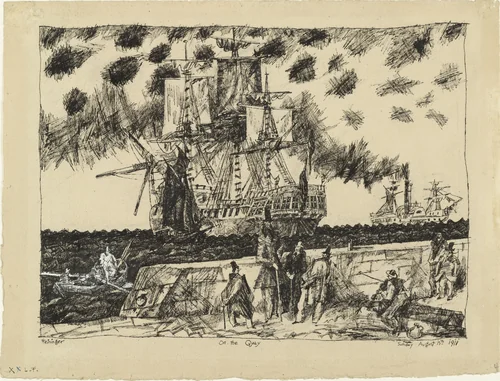 On the Quay by Lyonel Feininger, drawing, 1911