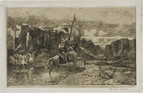 Standard-Bearer Crossing a Stream by Odilon Redon, print, 1868