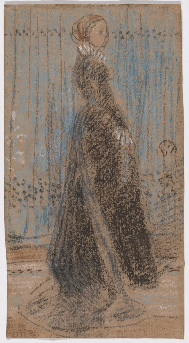 Study for "Arrangement in Black, No. 2: Portrait of Mrs. Louis Huth" (recto); Study for "Symphony in Flesh Color and Pink: Portrait of Mrs. Frances Leyland" (verso) by James McNeill Whistler, drawing, 1867-1877