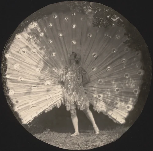 Violet Romer. (with peacock fan) by Edward Weston, photograph, 1917