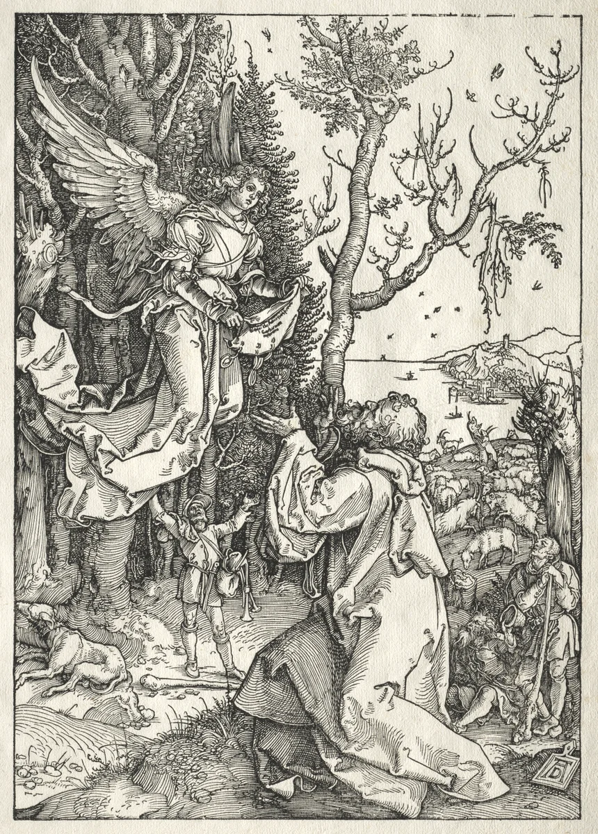 Life of the Virgin: Joachim and the Angel by Albrecht Dürer, print, 1499-1509
