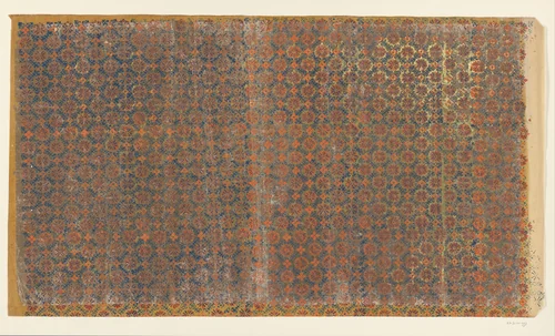 Blad met ruitenpatroon van ranken met bloem als veldvulling (één van acht identieke bladen) by anonymous, other, 1850-1950