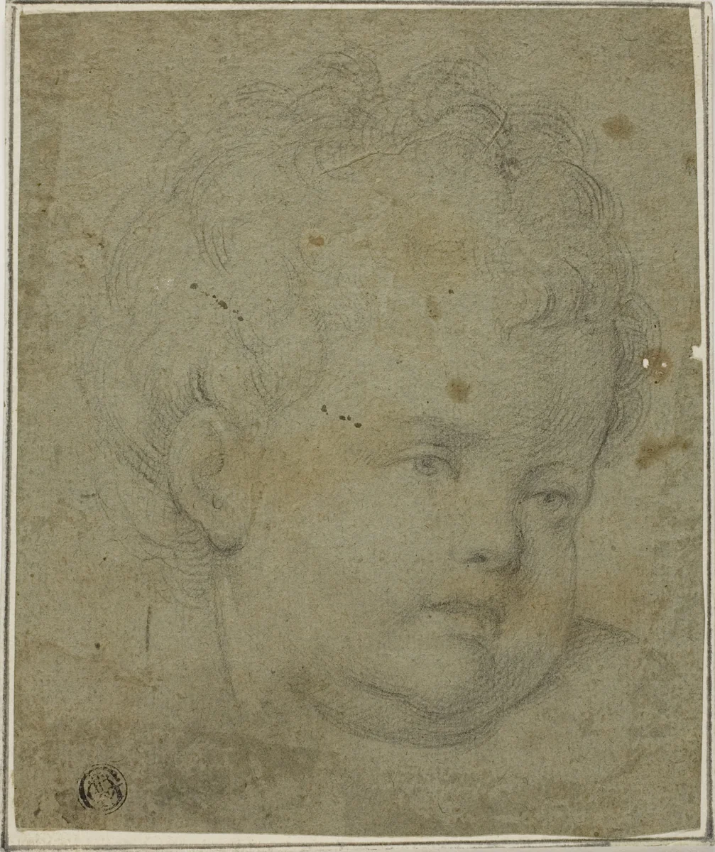 Child's Head by Giovanni Battista Caracciolo, drawing, 1601-1799