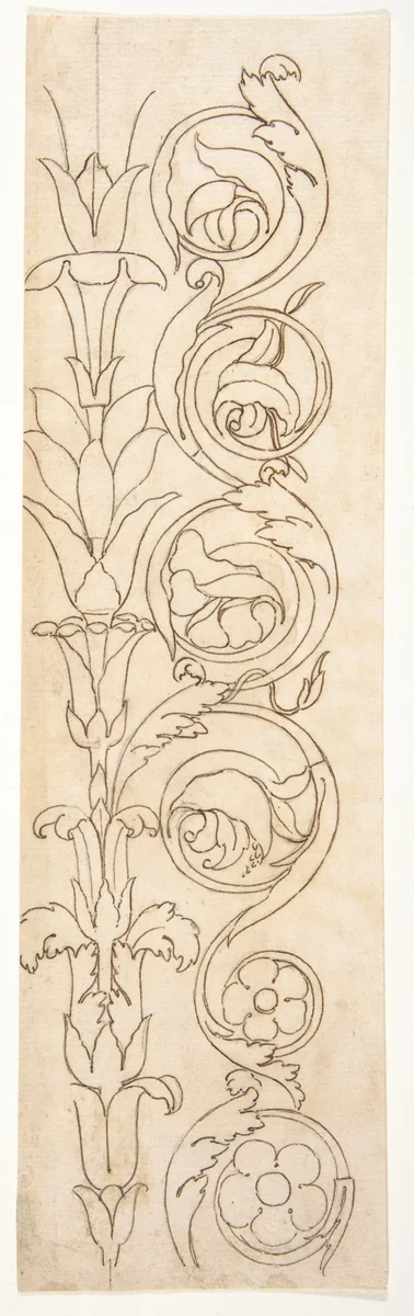 Ornamental drawings (recto) blank (verso) by anonymous, drawing, 1500-1560
