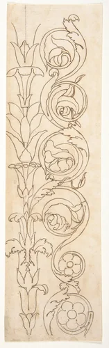 Ornamental drawings (recto) blank (verso) by anonymous, drawing, 1500-1560