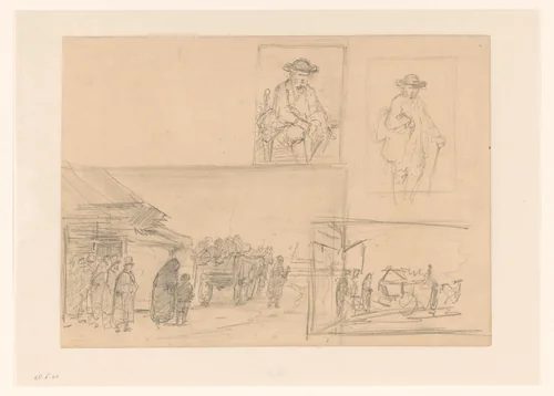 Gezicht op Dordrecht by Aelbert Cuyp, drawing, 1630-1691