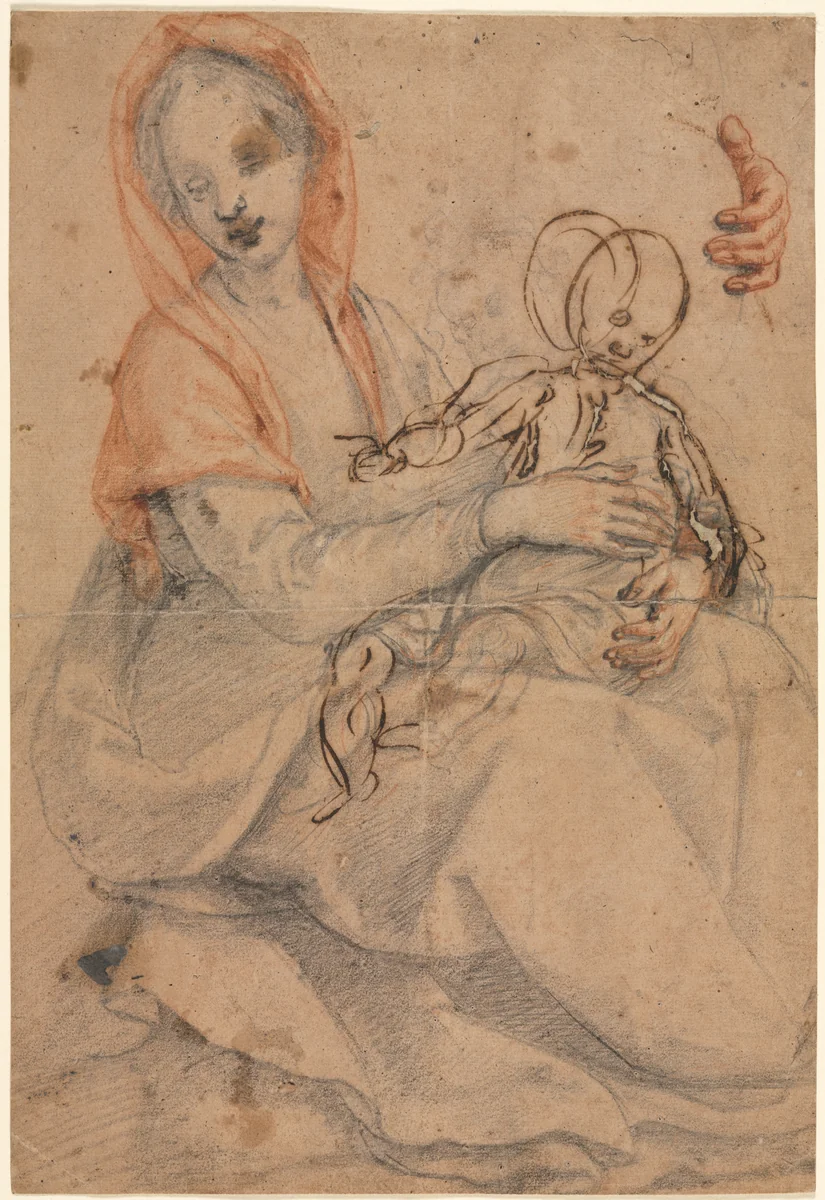 Madonna and Child by Jacopo Chimenti, drawing, 1595-1605