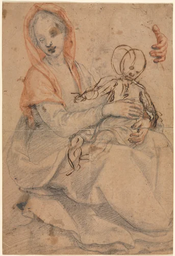 Madonna and Child by Jacopo Chimenti, drawing, 1595-1605