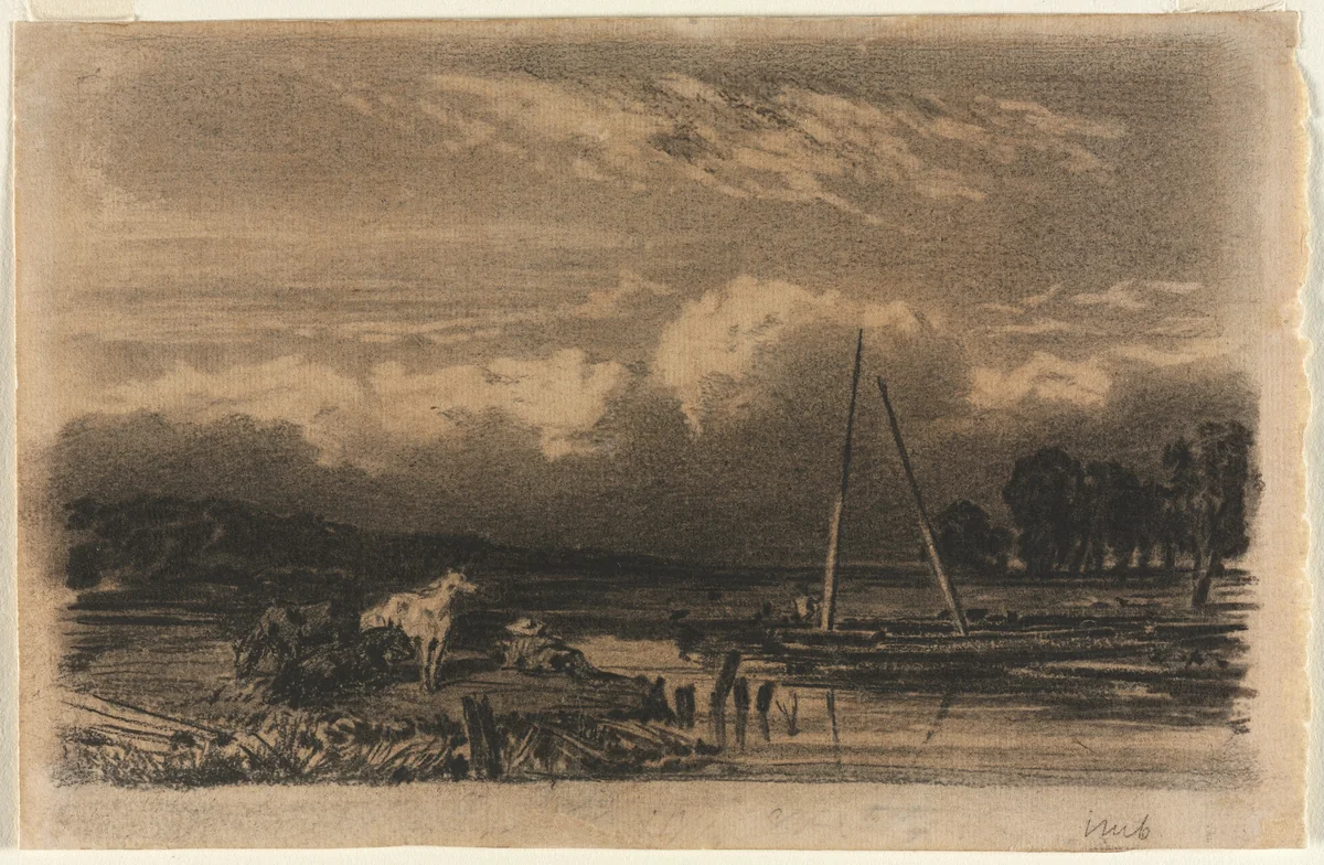 English View, after Jules Dupré by Jules Dupré, drawing, 1800-1899