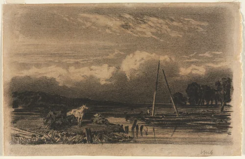 English View, after Jules Dupré by Jules Dupré, drawing, 1800-1899