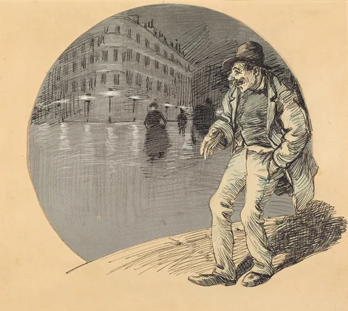 In Love (Amoureux) by Théophile Alexandre Steinlen, drawing, 1888