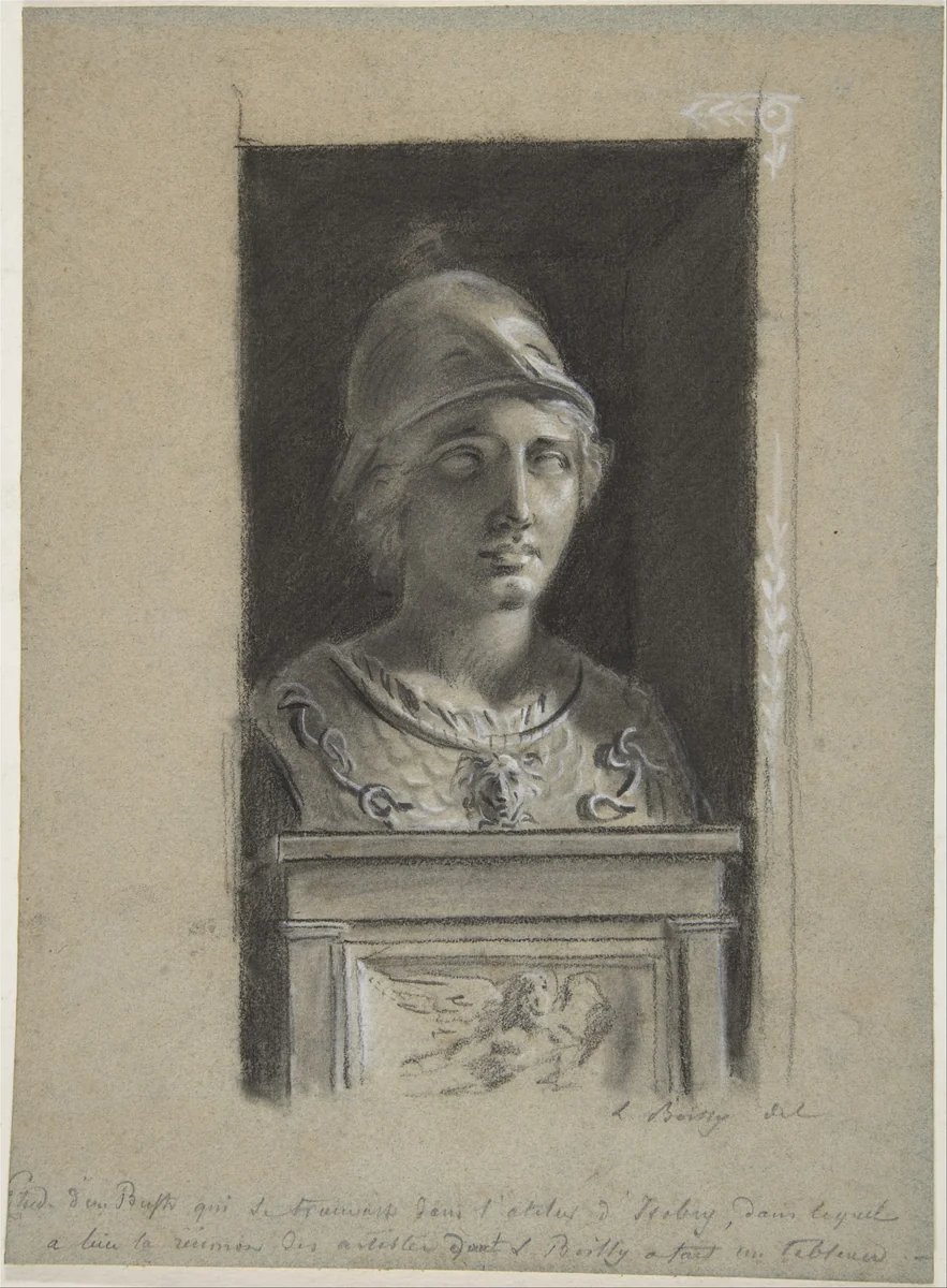 Bust of Minerva by Louis-Léopold Boilly, drawing, 1793-1803