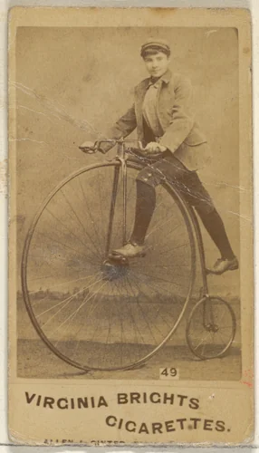 Card 49, from the Girl Cyclists series (N49) for Virginia Brights Cigarettes by Allen & Ginter, photograph, 1887