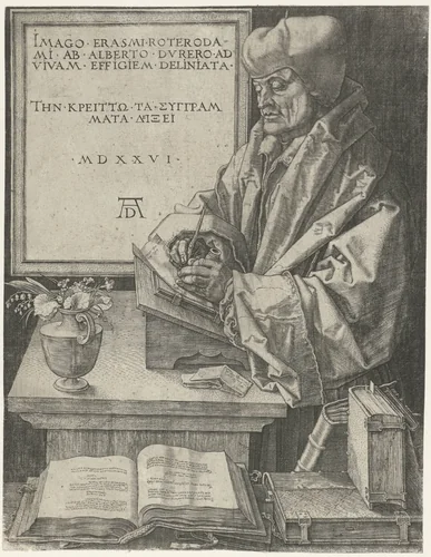 Portret van Erasmus by Unknown, print, 1526