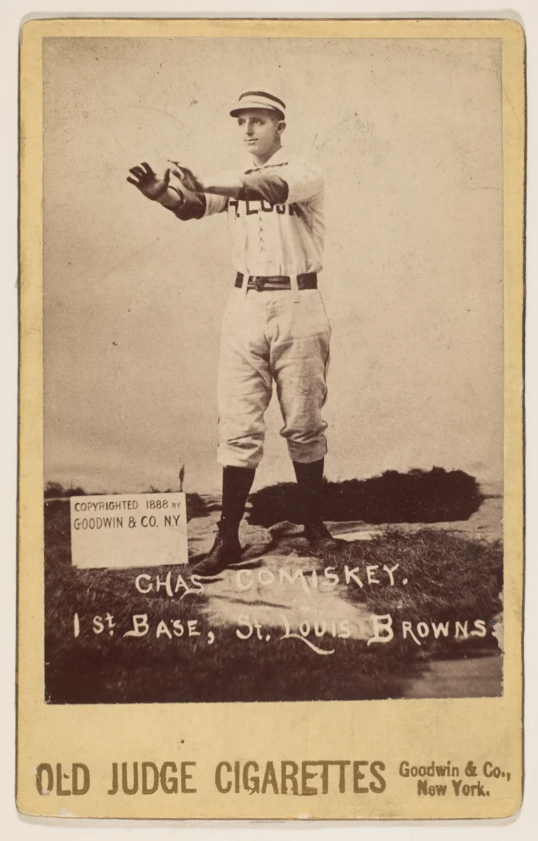 Charles Comiskey, 1st Base, St. Louis Browns, from the series Old Judge Cigarettes by Goodwin & Company, photograph, 1888