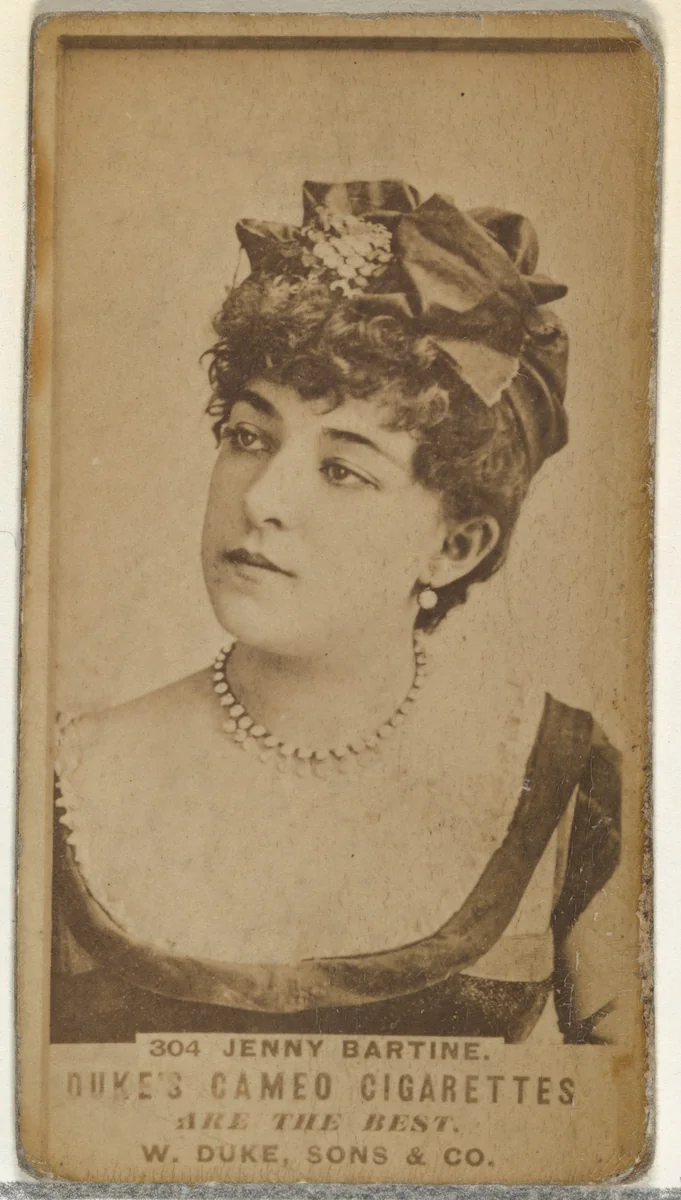 Card Number 304, Jenny Bartine, from the Actors and Actresses series (N145-5) issued by Duke Sons & Co. to promote Cameo Cigarettes by W. Duke, Sons & Co., photograph, 1880-1889