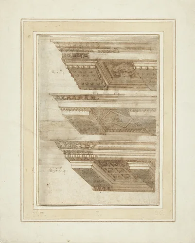 Drie kroonlijsten by anonymous, drawing, 1500-1599