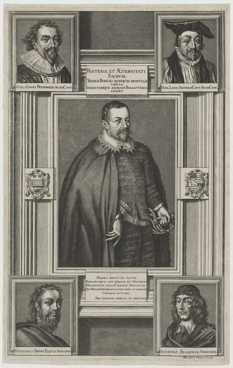 Sir Thomas Bodley, Founder of the Bodleian Library by Michael Burghers, print, 1640-1723