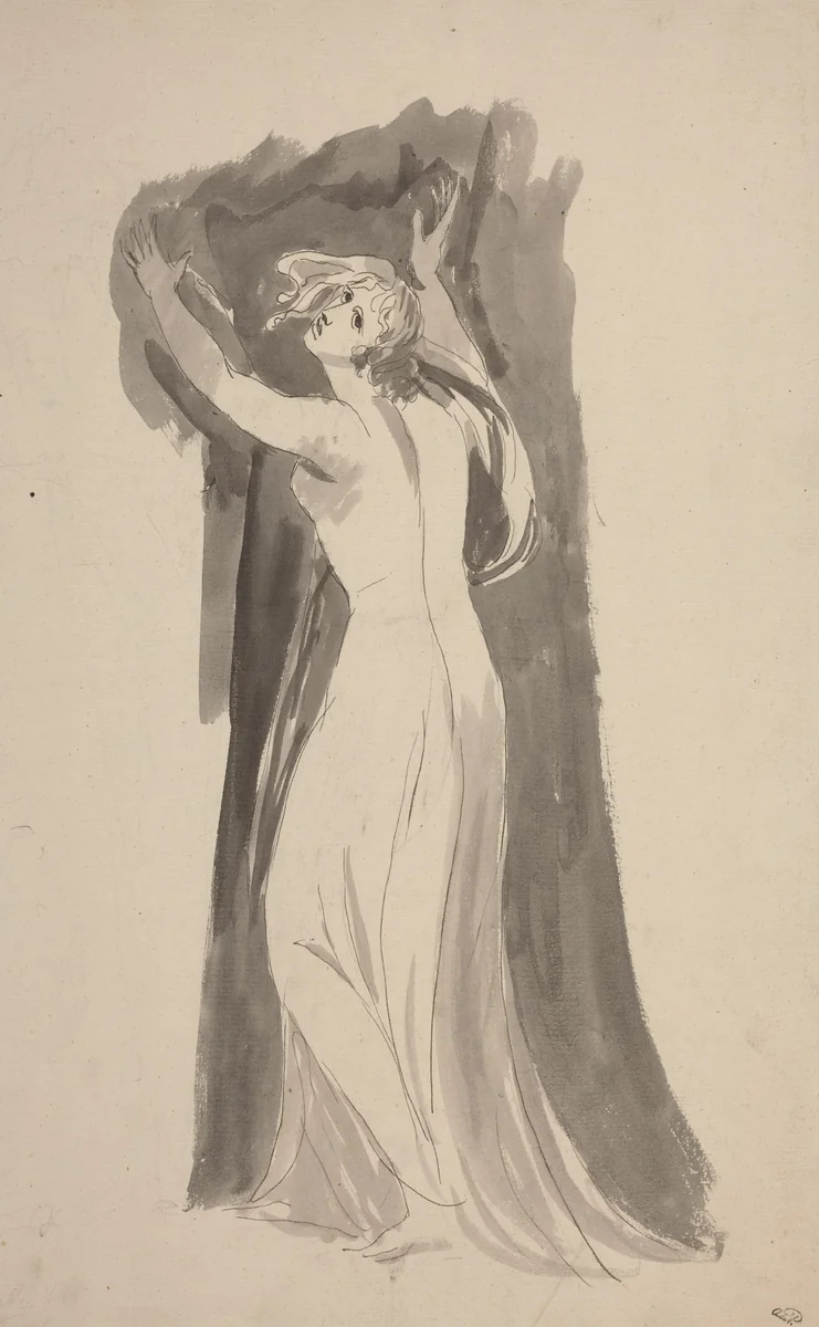 A Study of Miranda for "The Tempest" by George Romney, drawing, 1786