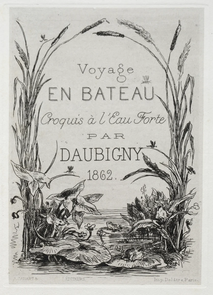 Title Frontispiece for the Album: The Boat Trip by Charles-François Daubigny, other, 1861