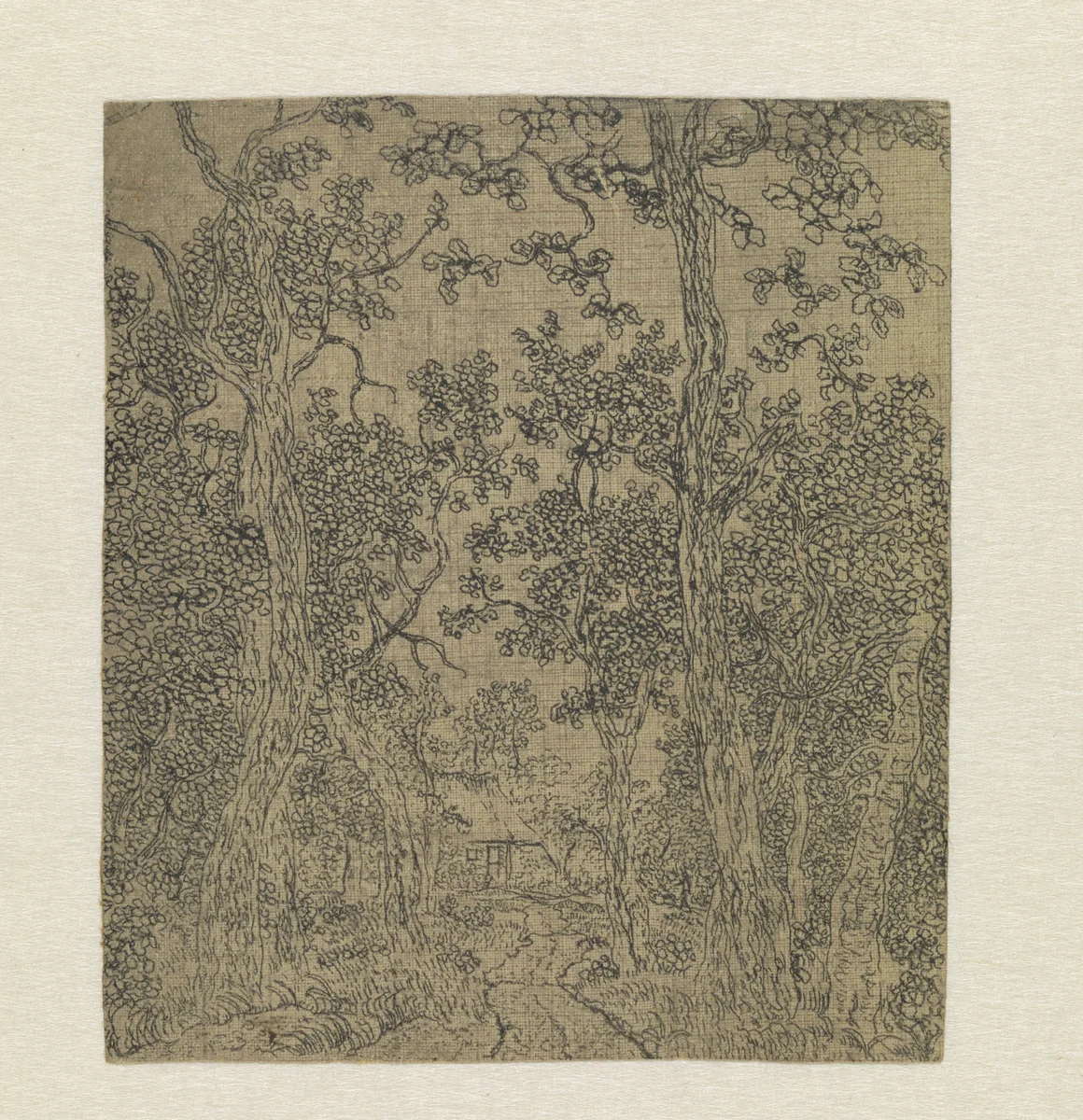 Klein boslandschap met een weg en een huis by Hercules Segers, print, 1618-1622