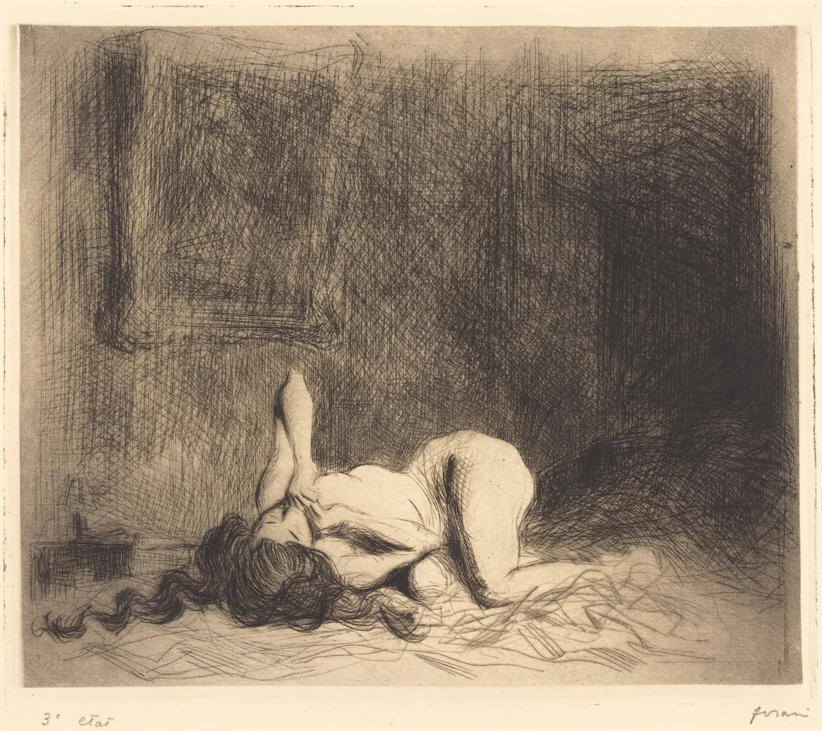 Sur le lit (On the Bed) by Jean-Louis Forain, print, 1904-1914