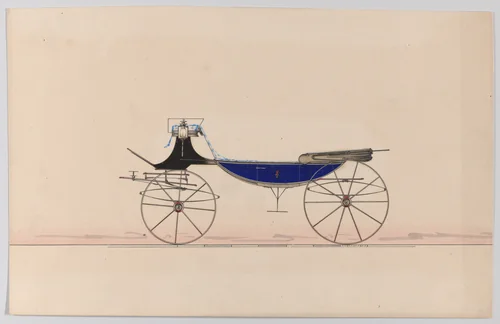Design for Vis-à-vis with Canoe Bottom (unnumbered) by Brewster & Co., drawing, 1865-1875