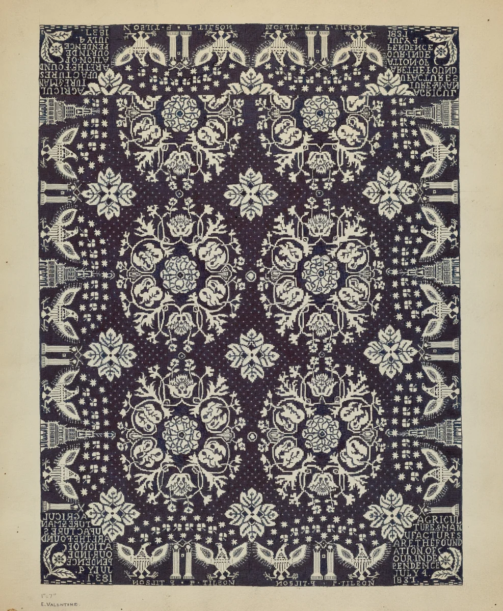 Woven Bedspread by Elizabeth Valentine, index of american design, 1936