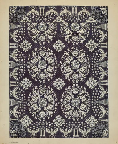 Woven Bedspread by Elizabeth Valentine, index of american design, 1936