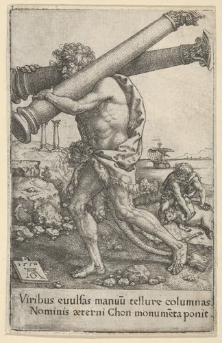 The Pillars of Hercules, from The Labors of Hercules by Heinrich Aldegrever, print, 1550