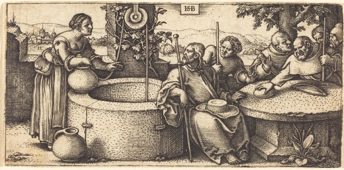 Christ and the Woman of Samaria by Sebald Beham, print, 1538-1540