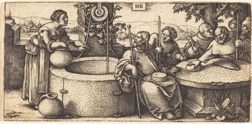 Christ and the Woman of Samaria by Sebald Beham, print, 1538-1540