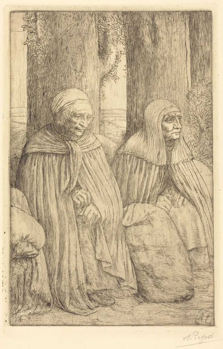 Peasants (Paysannes) by Alphonse Legros, print, 1837-1911