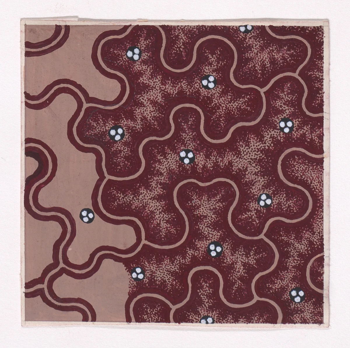 Textile Design with an Interlacing Pattern Partially Decorated with Groups of Three Pearls by anonymous, drawing, 1840
