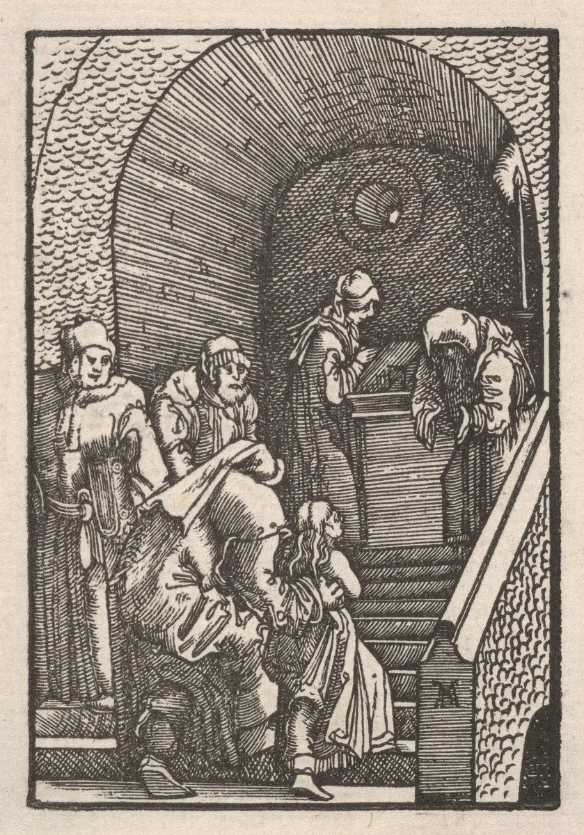 The Virgin Entering the Temple, from "The Fall and Salvation of Mankind Through the Life and Passion of Christ" by Albrecht Altdorfer, print, 1508-1518