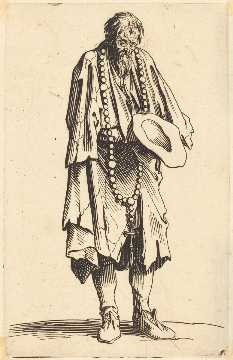 Beggar with Rosary by Jacques Callot, print, 1622