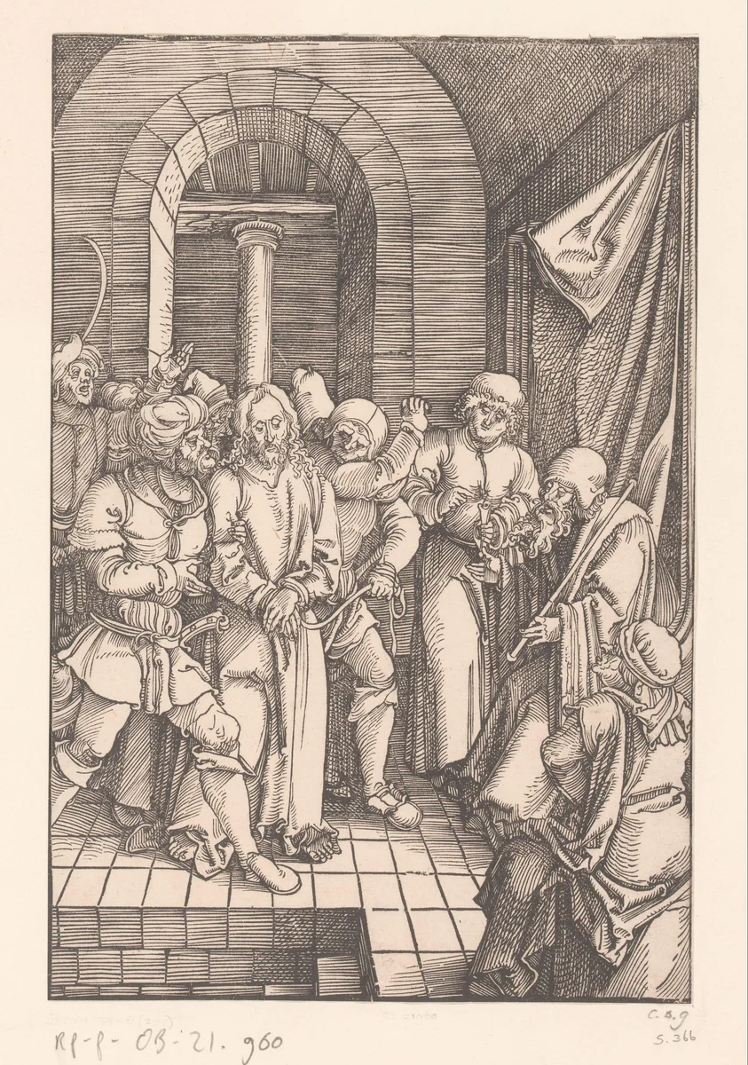Christus voor Annas by anonymous, print, 1506-1507